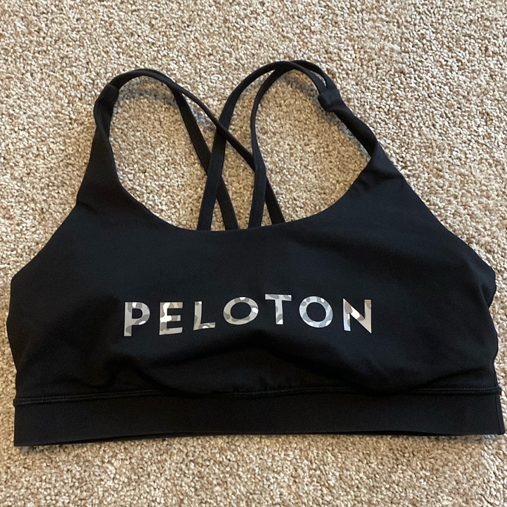 Peloton Lululemon Energy Bra 10 Black Camo Leopard Logo